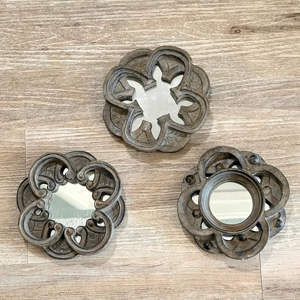 Vtg Irish Celtic Mirrored Knot Decor, Accent Mirror, Or Wall Hanger Set Of 3